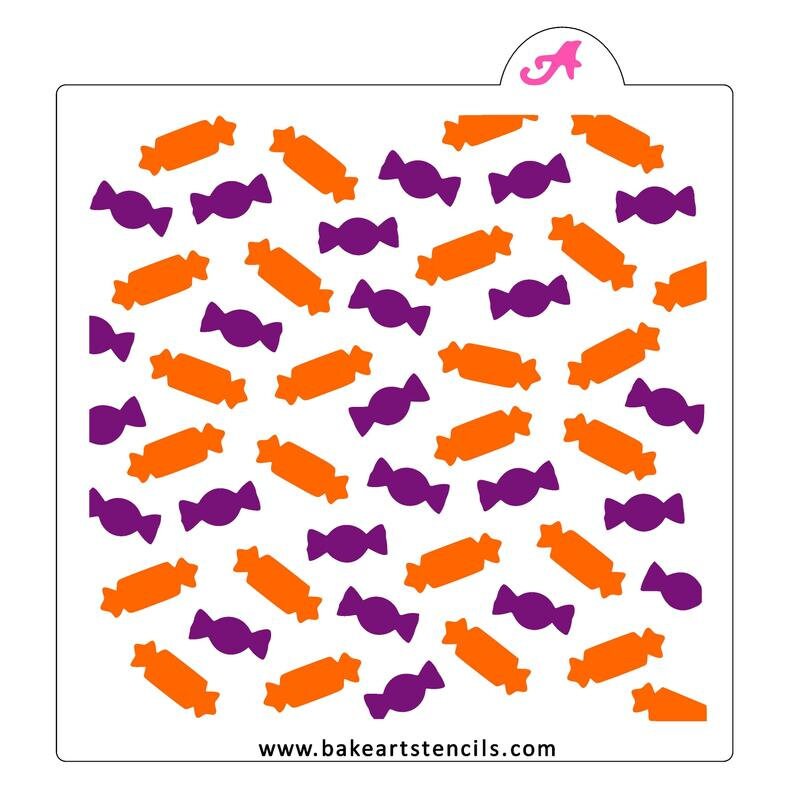 Candy Pattern 2 Piece Stencil Set, Candy Cookie Stencil, Halloween Background Stencil, Candy Background Stencil