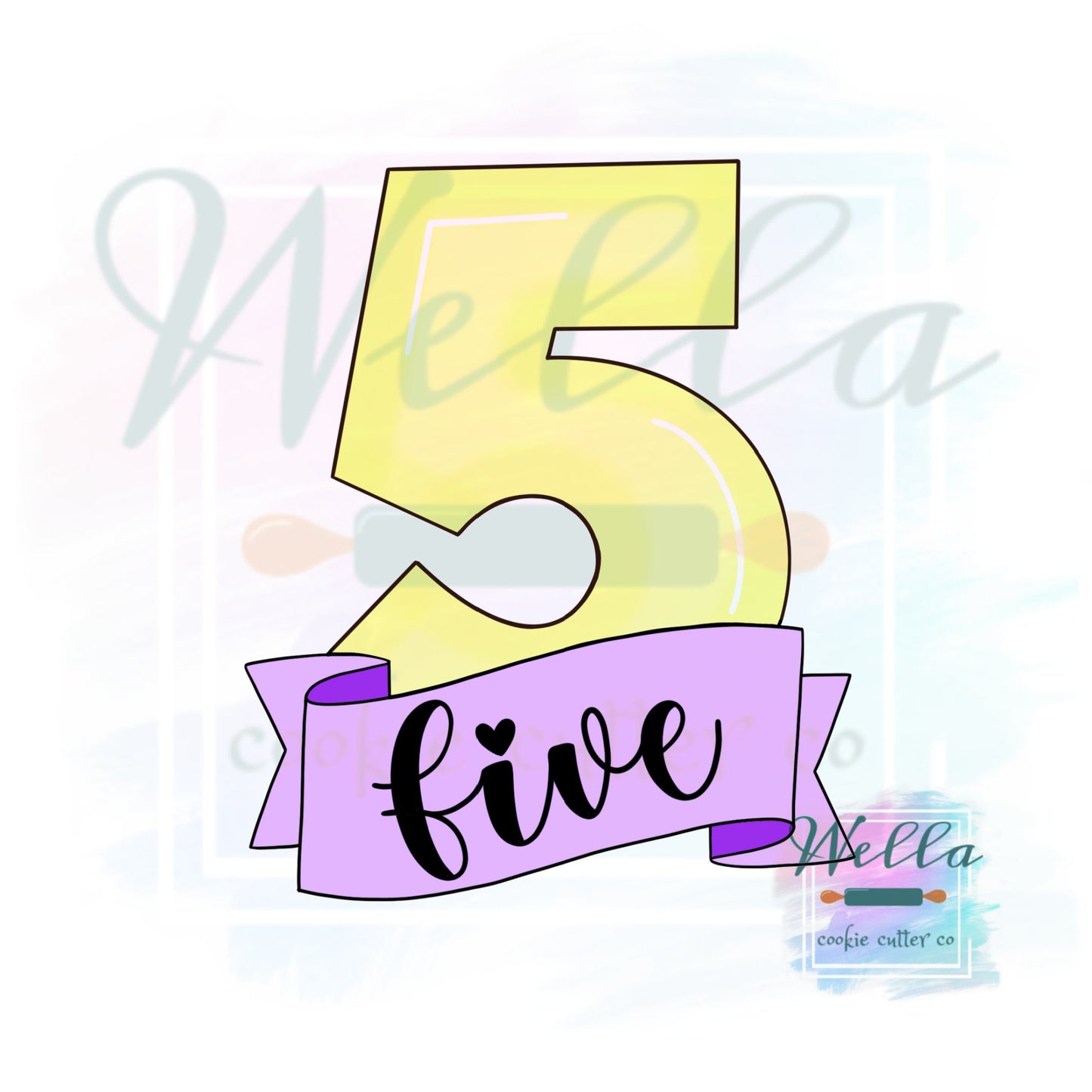 Number Five with Banner Cookie Cutter