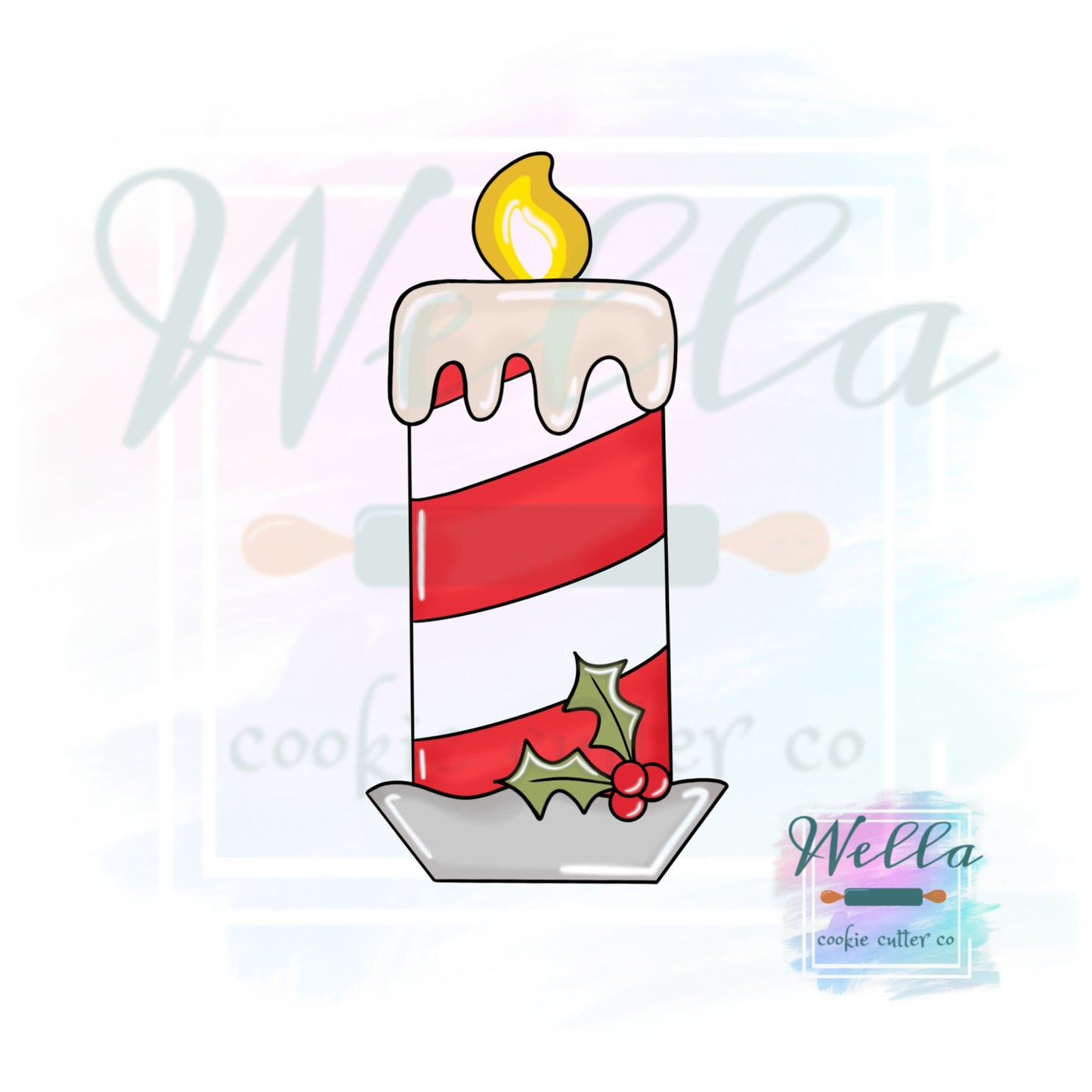 Vintage Candle on Tin Plate Cookie Cutter