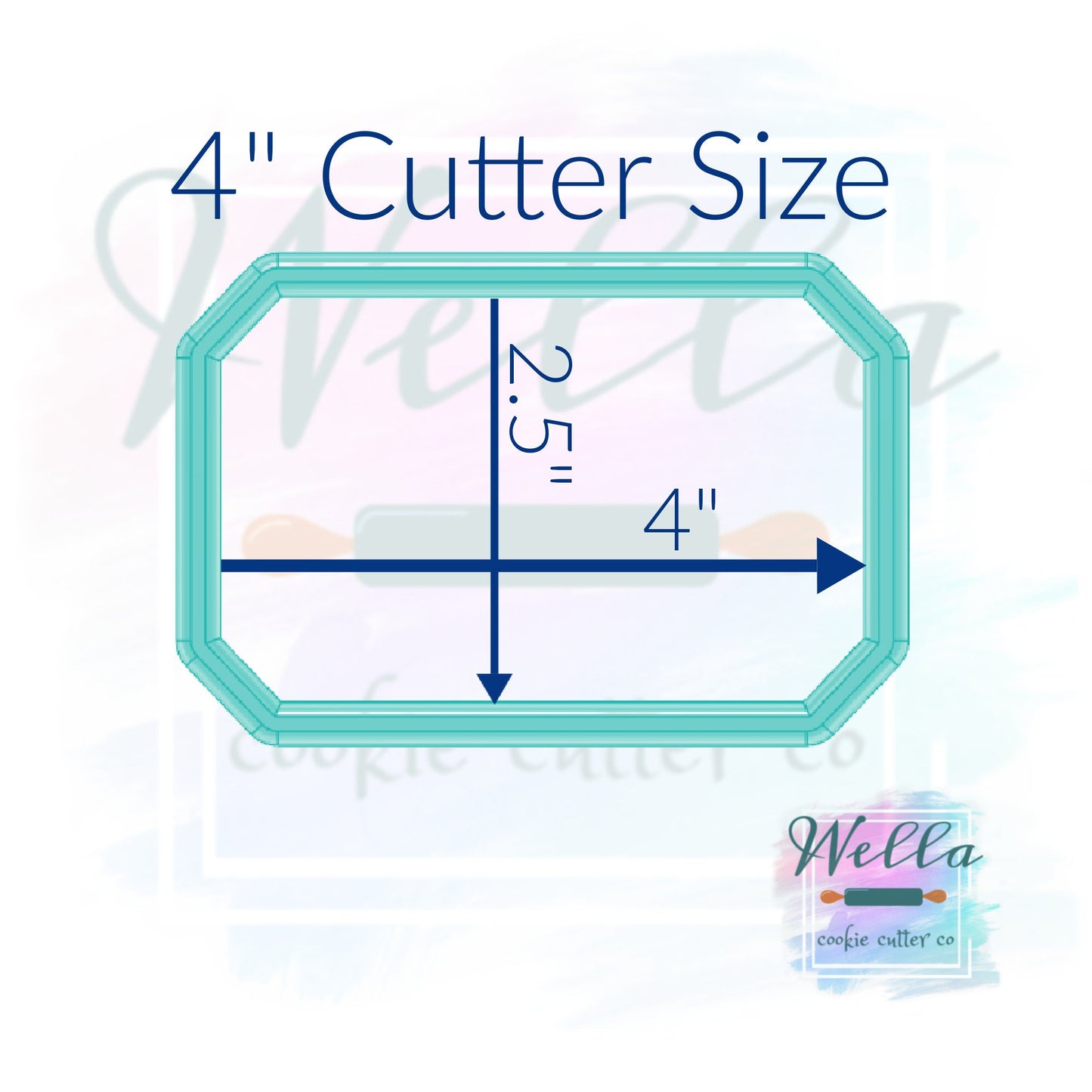 Rectangle Plaque with Cut Corners Cookie Cutter, Rectangle Cookie Cutter, Plaque Cut Corners Cookie Cutter