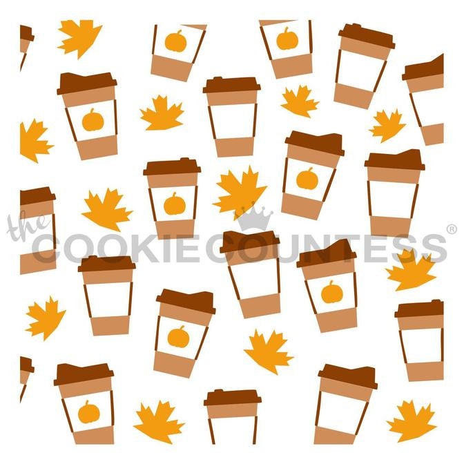 Latte Cups 3 Piece Stencil Set, Latte Cookie Stencil, Fall Background Cookie Stencil, Autumn Cookie Decorating Stencils, Fall Stencil