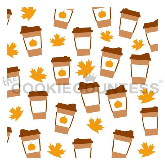 Latte Cups 3 Piece Stencil Set, Latte Cookie Stencil, Fall Background Cookie Stencil, Autumn Cookie Decorating Stencils, Fall Stencil