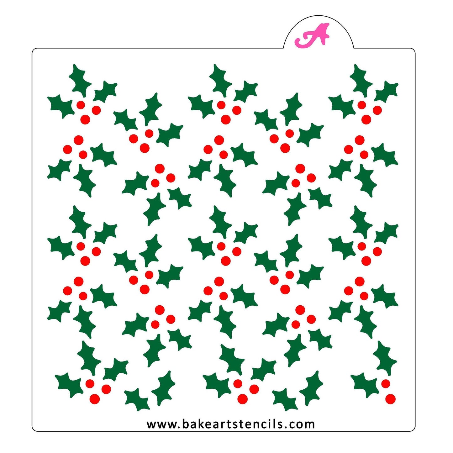 Holly Berry Cookie Stencil Set - 2 Piece, 2 Piece Holly Berries Stencil, Christmas Stencil, Christmas Background Stencil