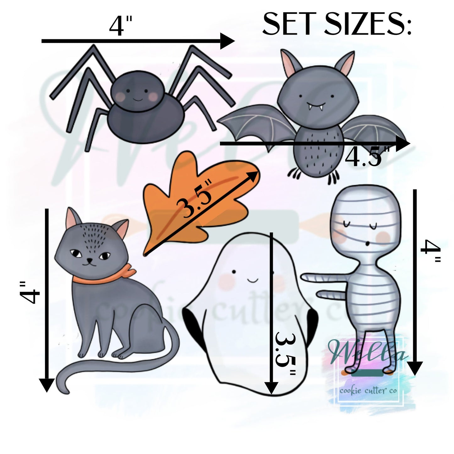 Halloween Set Cookie Cutters, Mummy Cookie Cutter, Spider Cookie Cutter, Ghost Cookie Cutter, Cat Cookie Cutter, Halloween Cookie Cutter Set