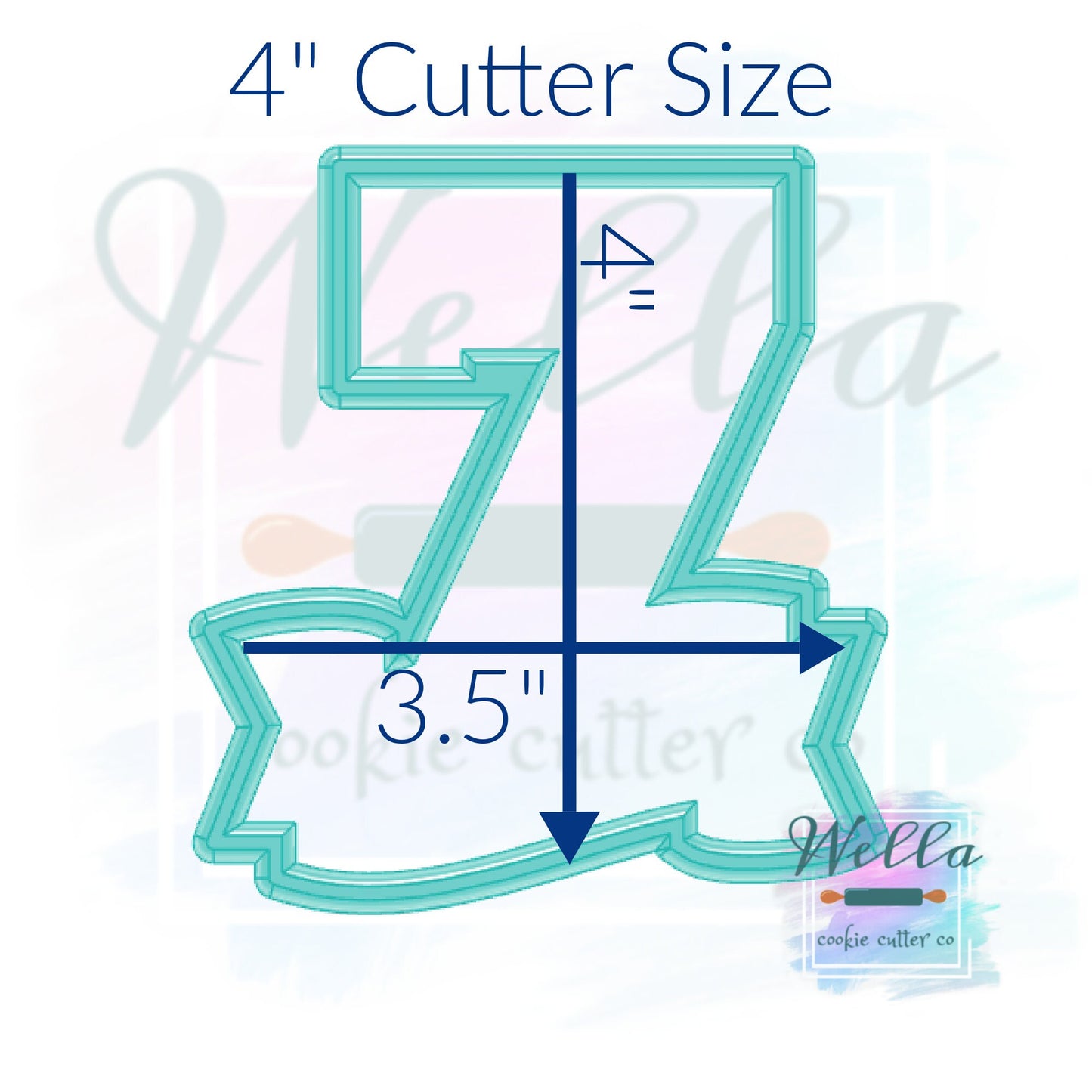 Number Seven with Banner Cookie Cutter, Number 7 Cookie Cutter, Number 7 with Banner Cookie Cutter, #7 Cookie Cutter