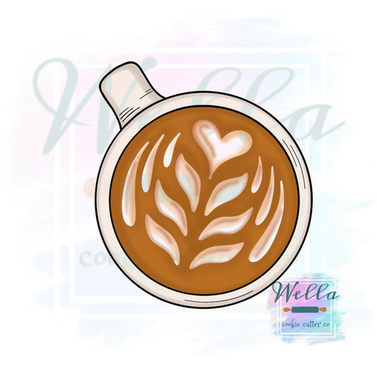 Coffee Cup Top View Cookie Cutter, Coffee Milk Design Cup Cookie Cutter, Coffee Cup Cookie Cutter, Cappuccino Cookie Cutter