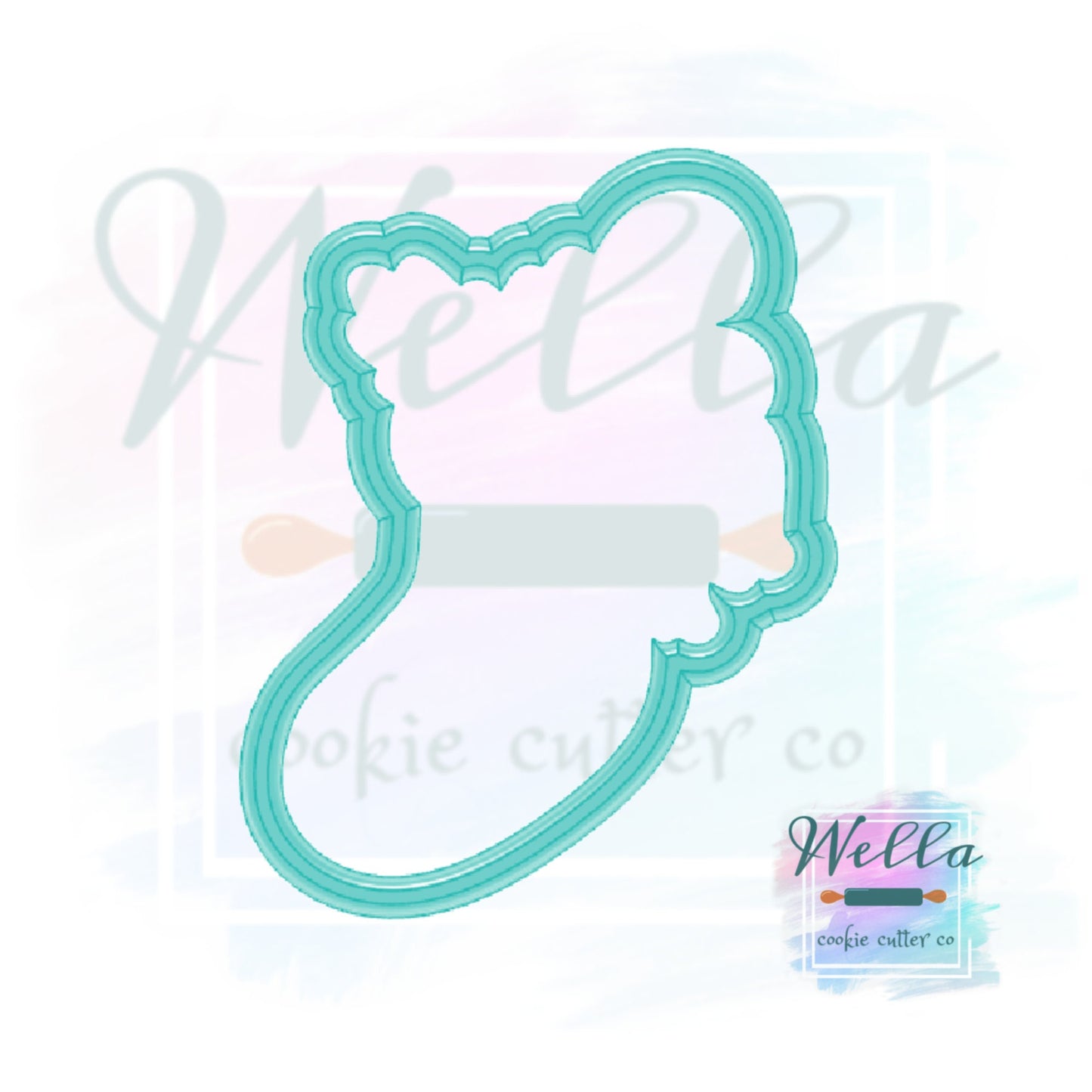 Christmas Stocking Cookie Cutter, Stocking with Holly and Candy Cane Cookie Cutter, Stuffed Stocking Cookie Cutter