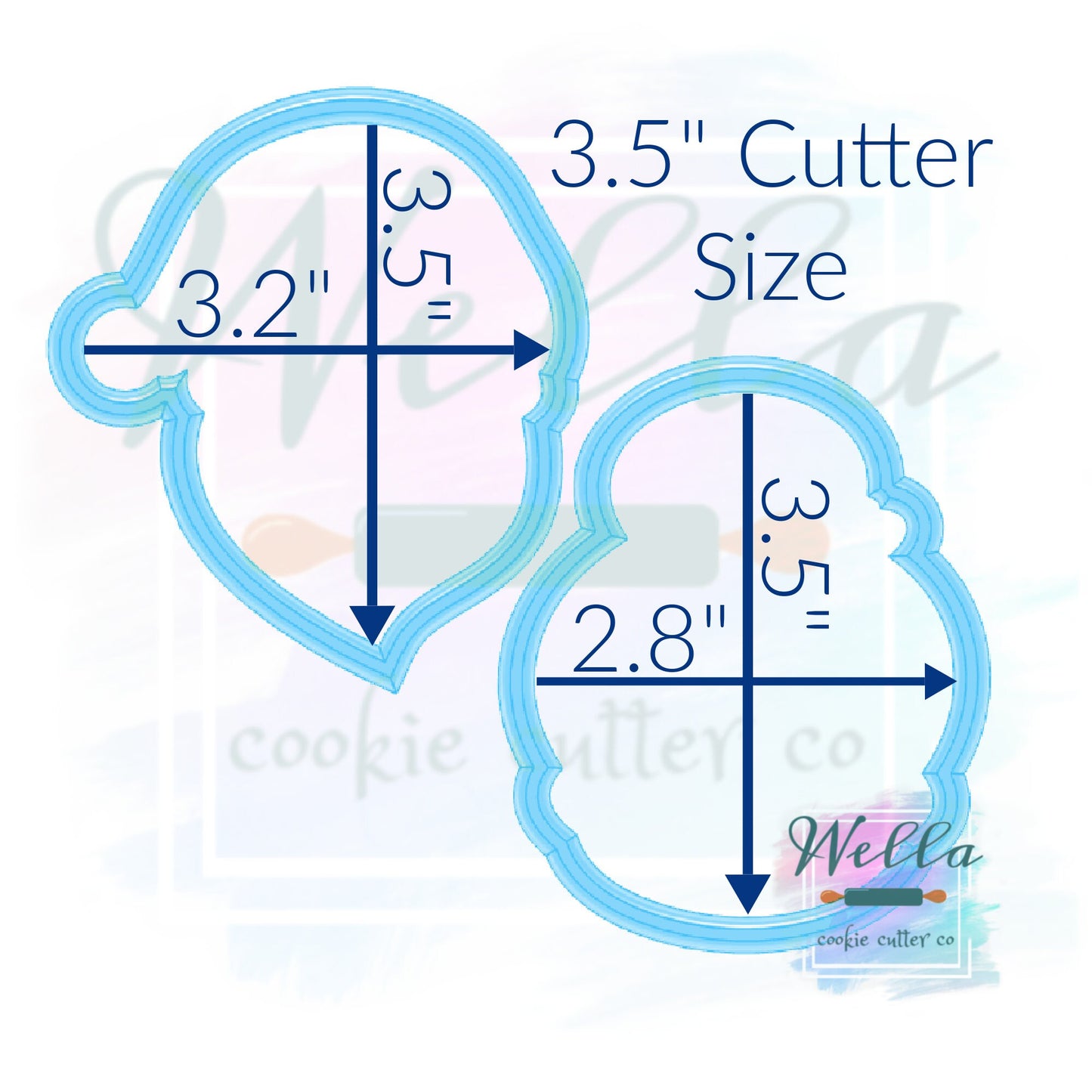 Santa and Mrs. Clause Set #2 Cookie Cutters with Optional Stencil Guides, Christmas Cookie Cutters