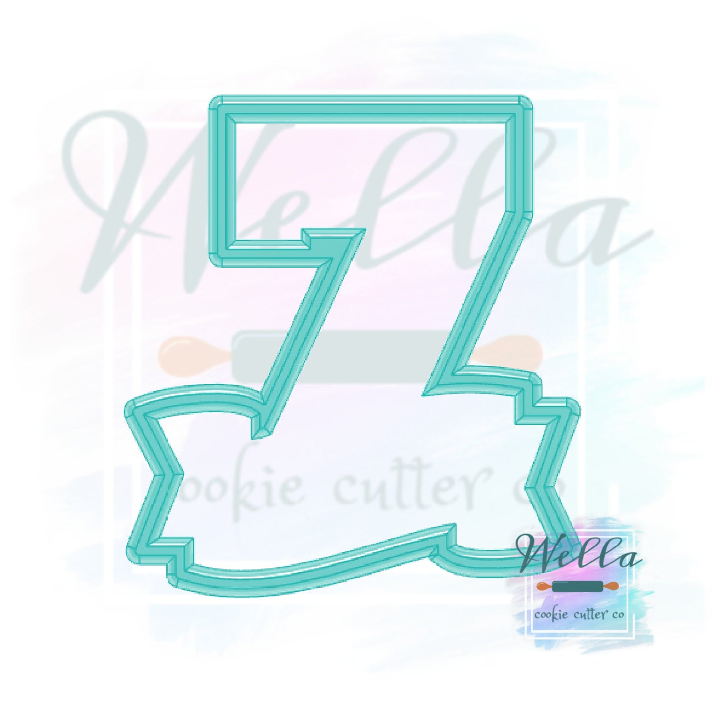 Number Seven with Banner Cookie Cutter, Number 7 Cookie Cutter, Number 7 with Banner Cookie Cutter, #7 Cookie Cutter