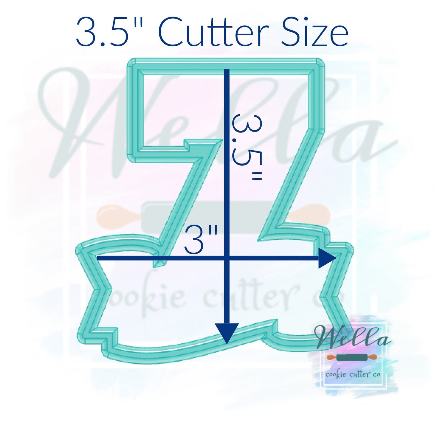 Number Seven with Banner Cookie Cutter, Number 7 Cookie Cutter, Number 7 with Banner Cookie Cutter, #7 Cookie Cutter
