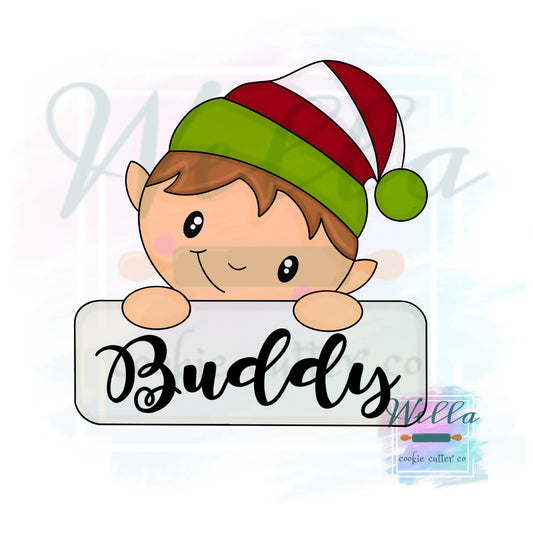 Elf Name Plaque Cookie Cutter with Optional Stencil Guide, Elf Cookie Cutter, I'm Back Cookie Cutter, Christmas Elf Cutter