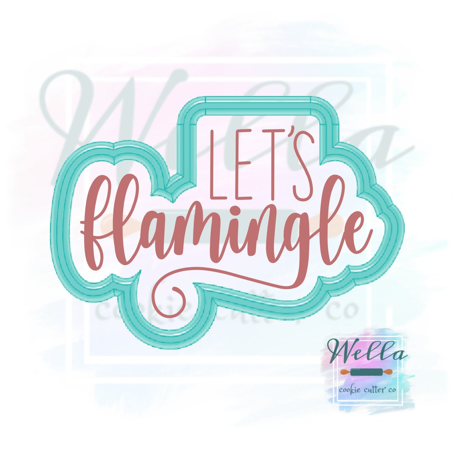 Let's Flamingle Cookie Cutter with Optional Stencil, Lets Flamingle Cutter