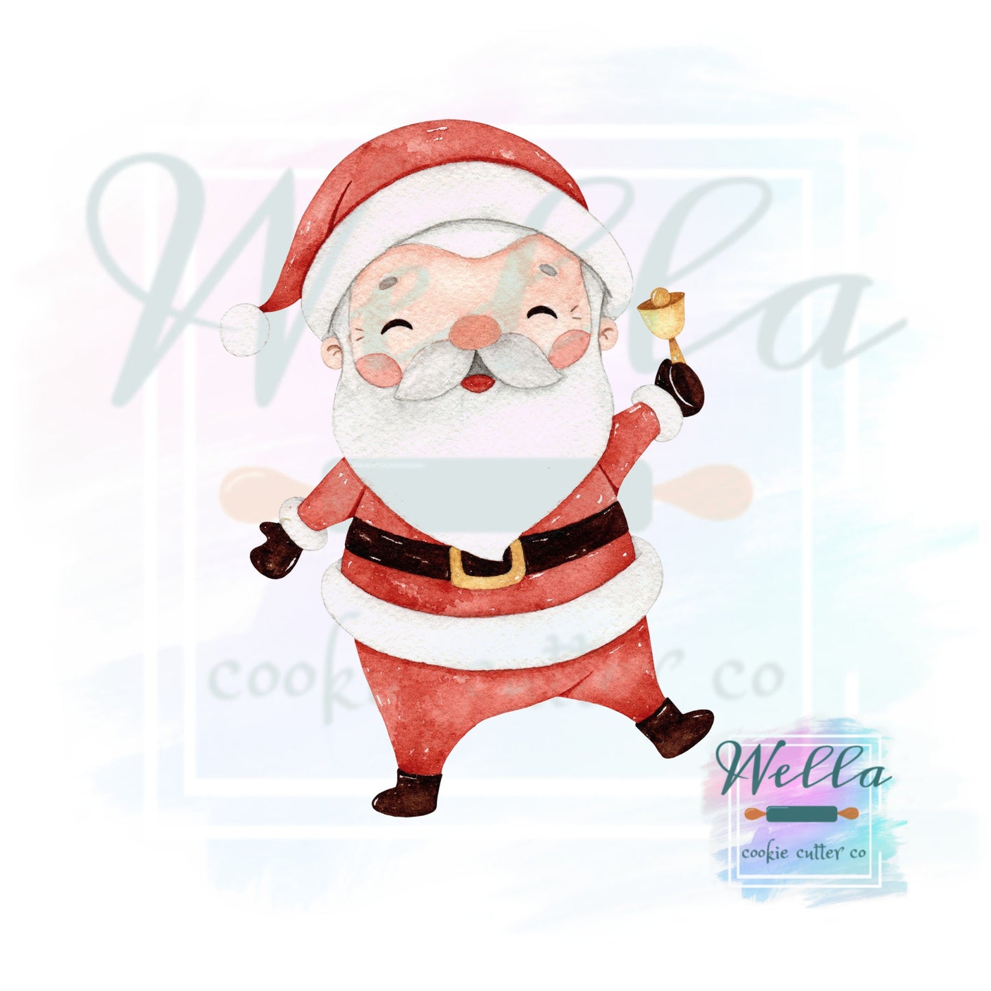 Santa Cookie Cutter, Santa Ringing Bell Cookie Cutter, Christmas Cookie Cutter, Santa Clause Cookie Cutter