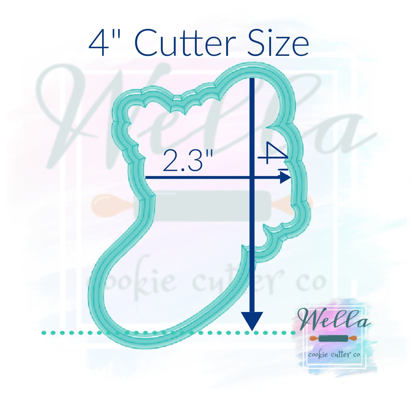 Christmas Stocking Cookie Cutter, Stocking with Holly and Candy Cane Cookie Cutter, Stuffed Stocking Cookie Cutter