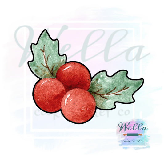 Holly with Berries Cookie Cutter, Christmas Cookie Cutters, Holly Cookie Cutter