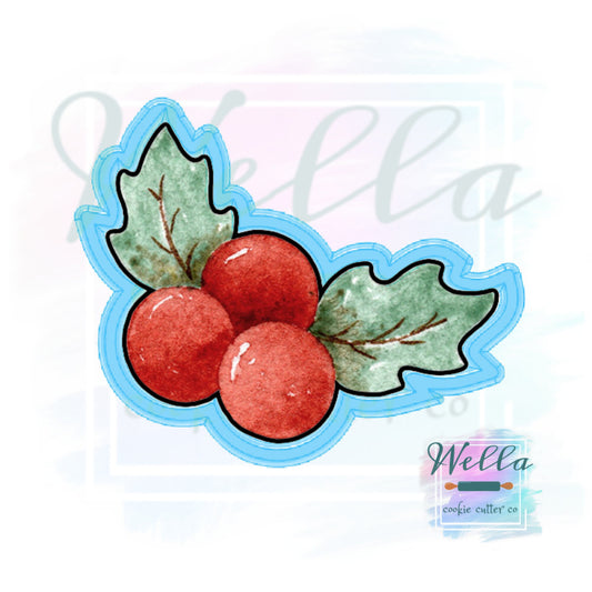 Holly with Berries Cookie Cutter, Christmas Cookie Cutters, Holly Cookie Cutter