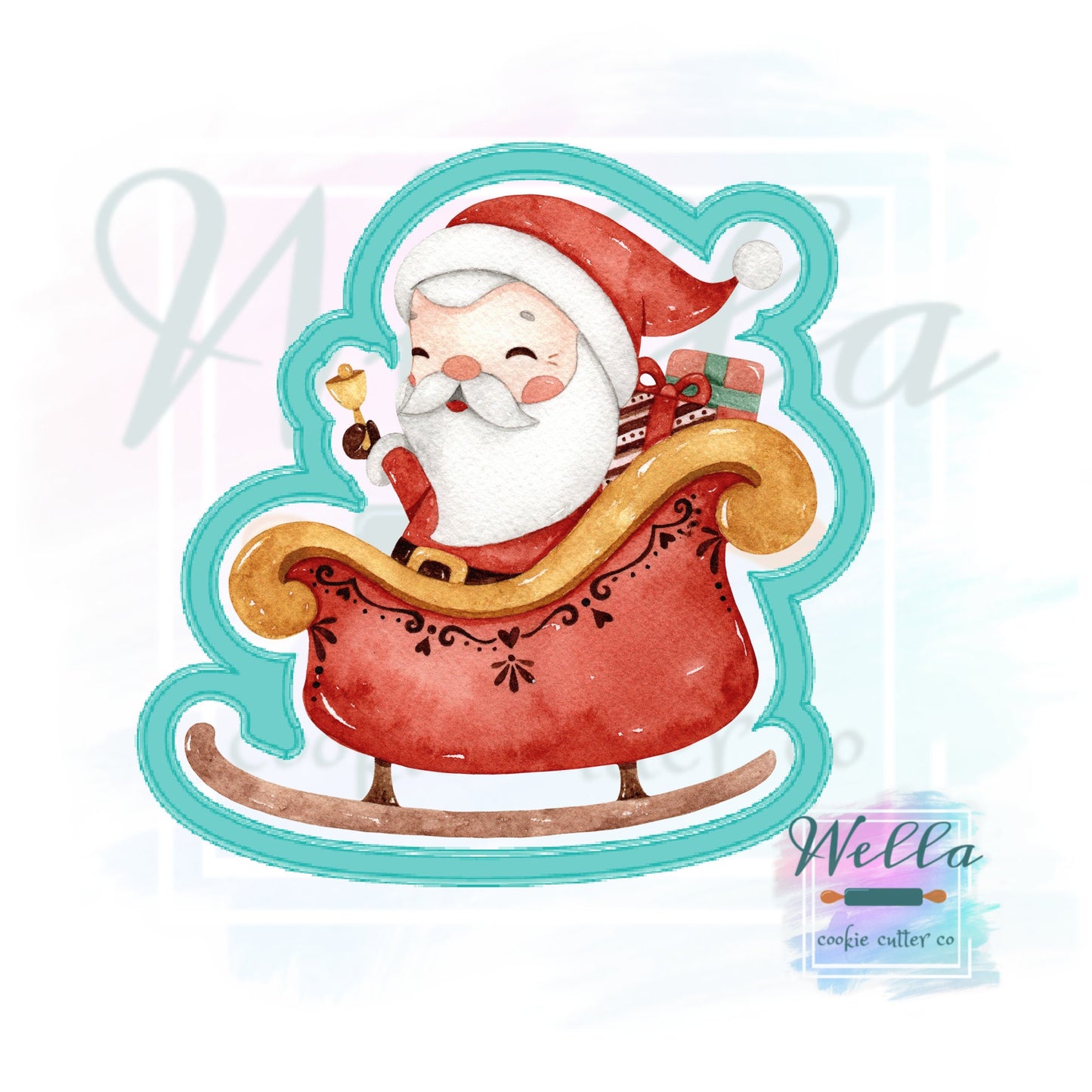 Santa in Sleigh and Reindeer Cookie Cutters - Set of 2, Christmas Cookie Cutters, Santa in Sleigh Cutter, Reindeer Flying Cutter