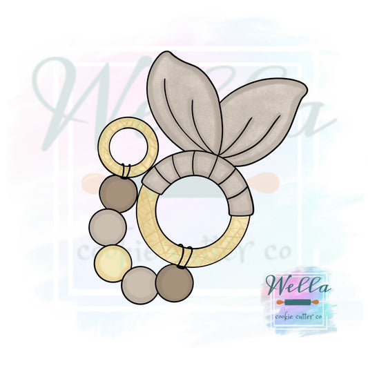 Baby Teether with Beads Cookie Cutter, Baby Cookie Cutter, Boho Baby Teether Cookie Cutter