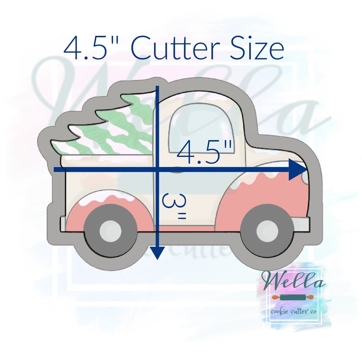 Christmas Tree Truck Cookie Cutter with Optional Stencil Guide