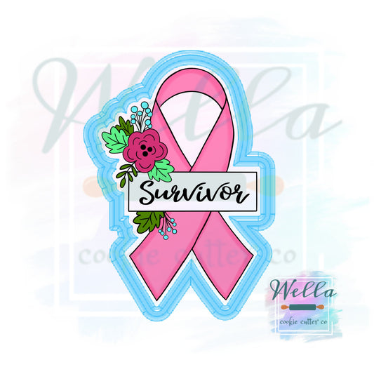 Floral Cancer Ribbon with Plaque, Cancer Ribbon