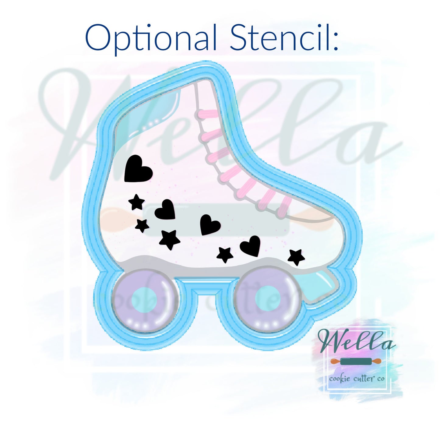 Rollerskate Cookie Cutter with Optional Stencil, Rollerskate Cookie Cutter, 80's Cookie Cutter
