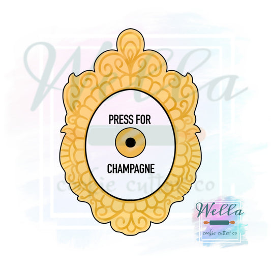 Press for Champagne Cookie Cutter, Vintage Mirror Cookie Cutter