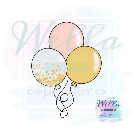 Balloon Bouquet Cookie Cutter, Balloons with Strings Cookie Cutter, Bunch of Balloons Cookie Cutter