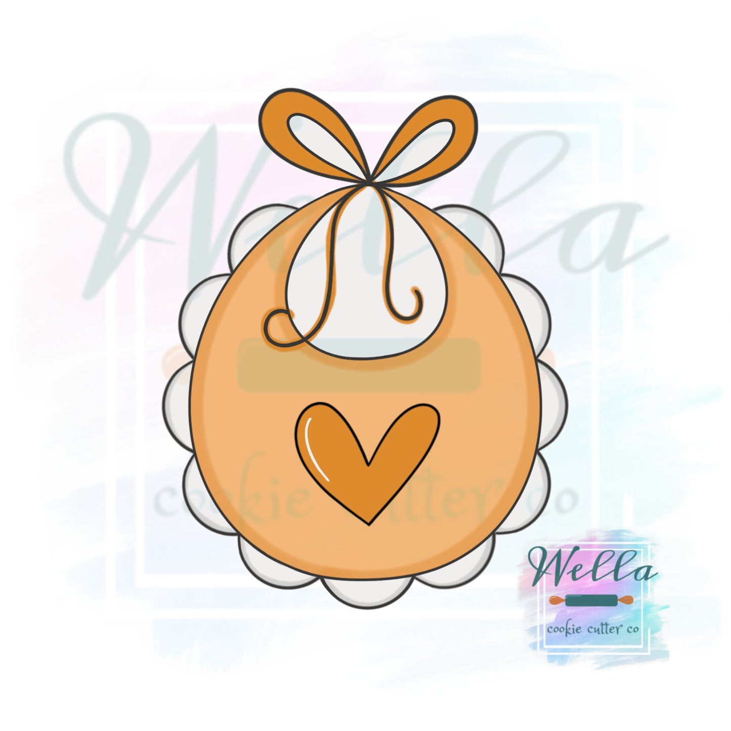Baby Bib with Tied Bow Cookie Cutter, Baby Bib Cookie Cutter