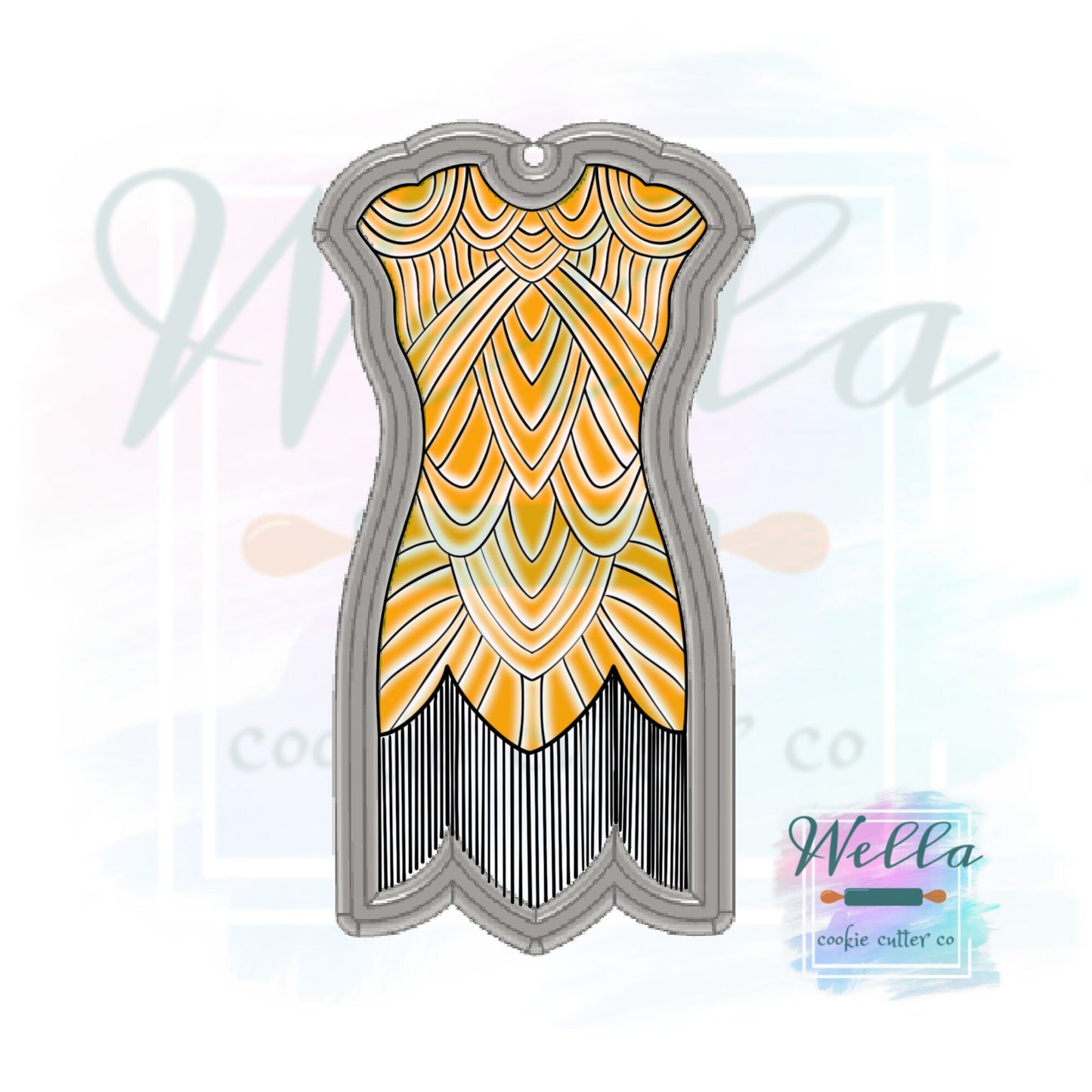 Flapper Dress Cookie Cutter, Dress with Fringe Cookie Cutter, Dress Cookie Cutter