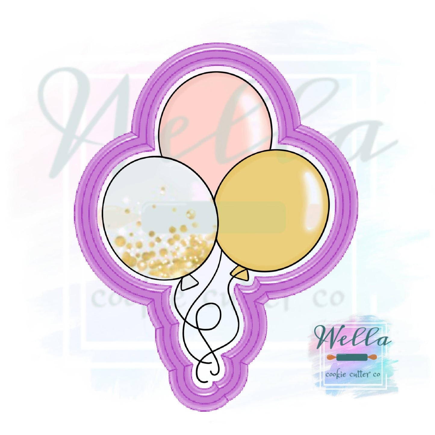 Balloon Bouquet Cookie Cutter, Balloons with Strings Cookie Cutter, Bunch of Balloons Cookie Cutter