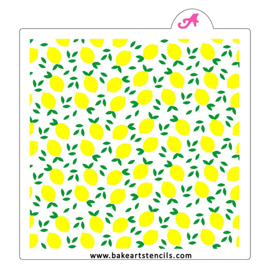 Leafy Lemon Pattern Stencil Set - 2 part stencil, Background Stencil, Baby Stencil, Cookie Stencil, Lemon Stencil