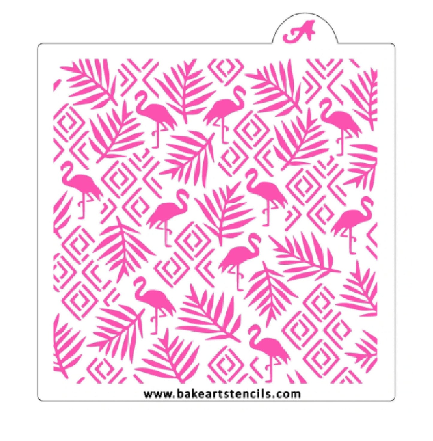 Flamingo Deco Pattern Cookie Stencil - Single Stencil, Deco Background Stencil, Flamingo Cookie Stencil