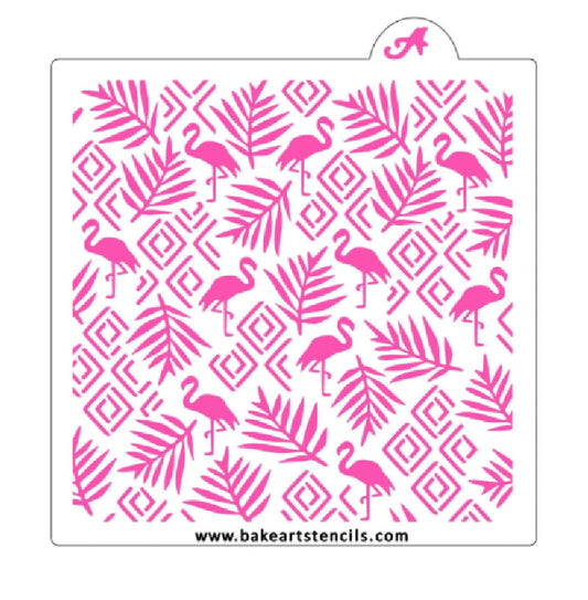 Flamingo Deco Pattern Cookie Stencil - Single Stencil, Deco Background Stencil, Flamingo Cookie Stencil