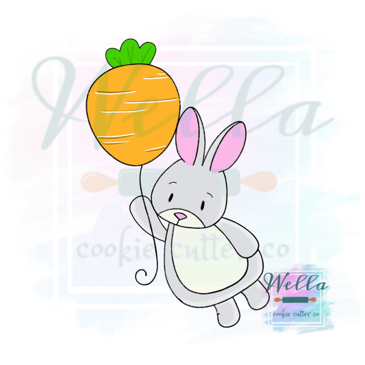 Bunny Holding Balloon Cookie Cutter, Easter Bunny Cookie Cutter, Bunny with Balloon Cookie Cutter, Easter Cutter