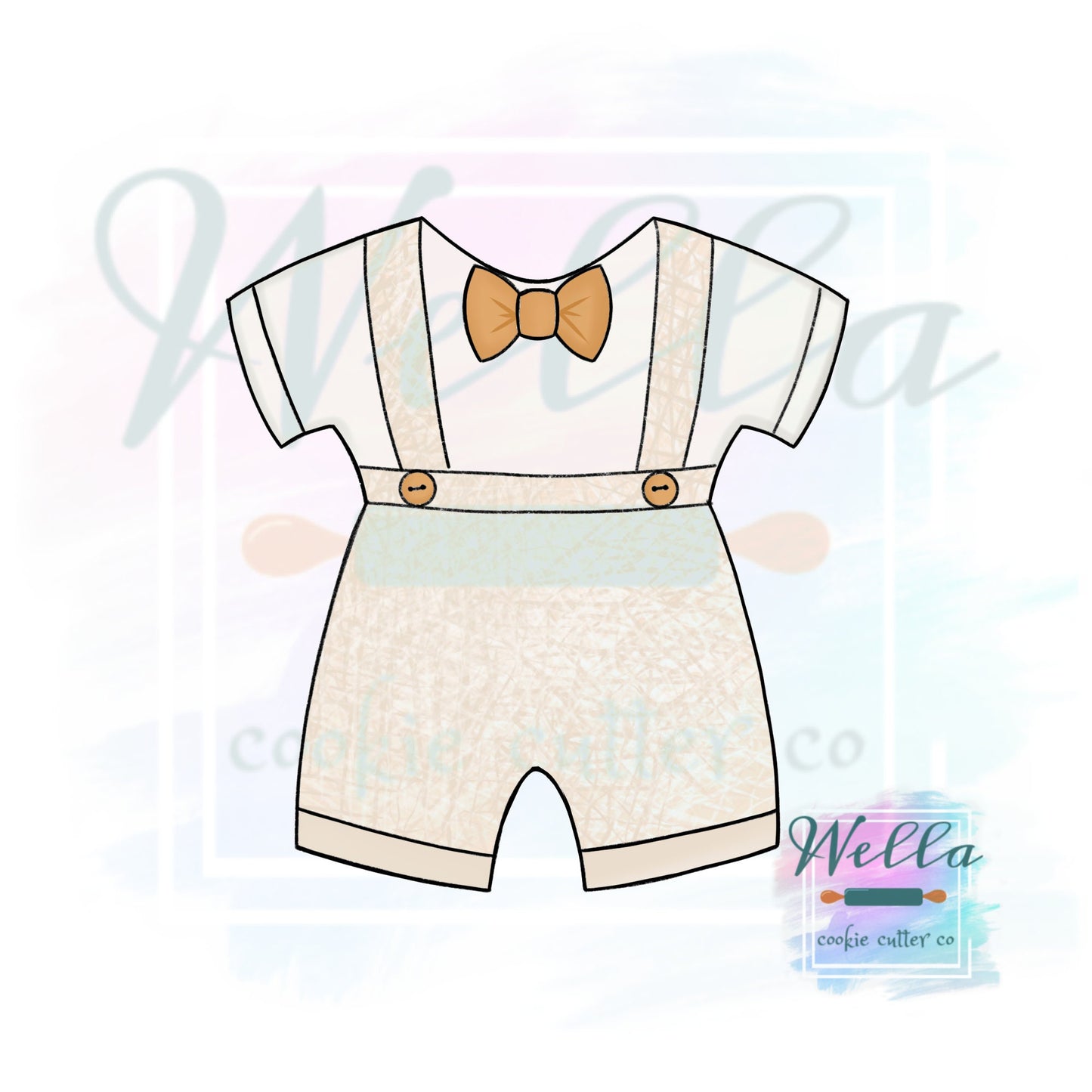 Little Boy Outfit Cookie Cutter, Outfit with Suspenders Cookie Cutter, Baby Boy Outfit