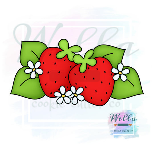 Strawberry Bunch Cookie Cutter with Optional Stencil