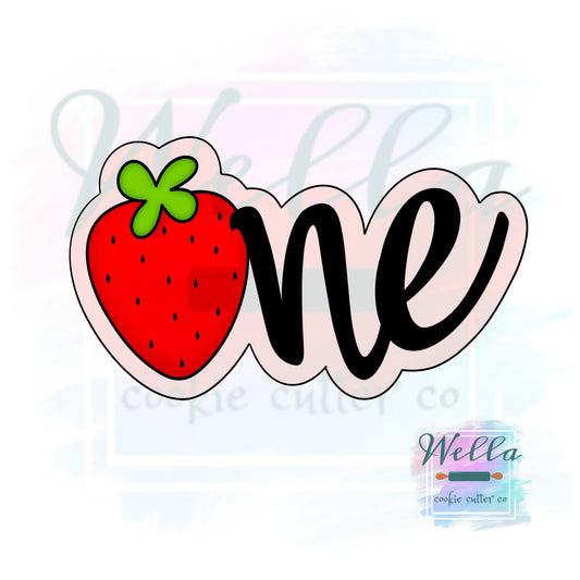 Strawberry ONE Cookie Cutter with Optional Stencil