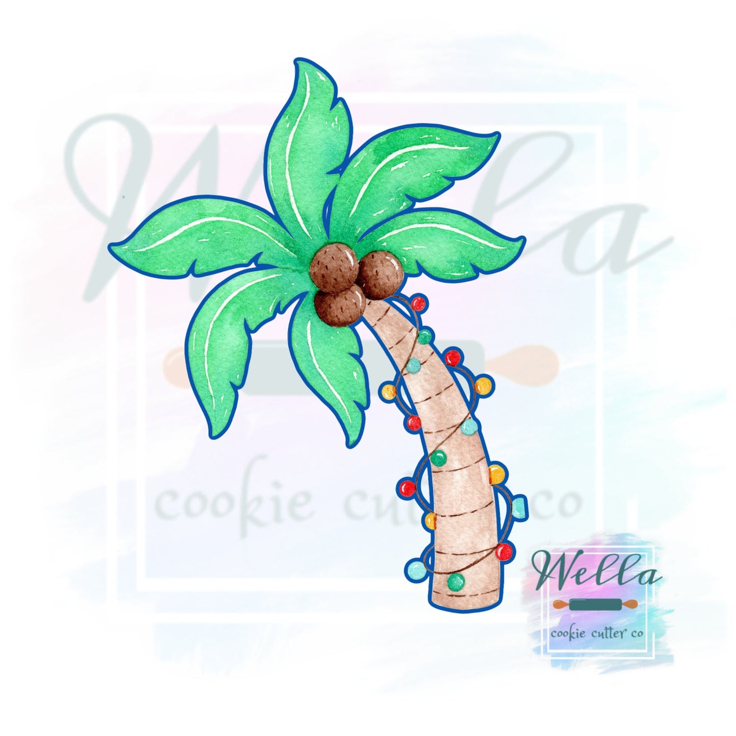 Palm Tree with Christmas Lights Cookie Cutter, Christmas in July Cookie Cutter