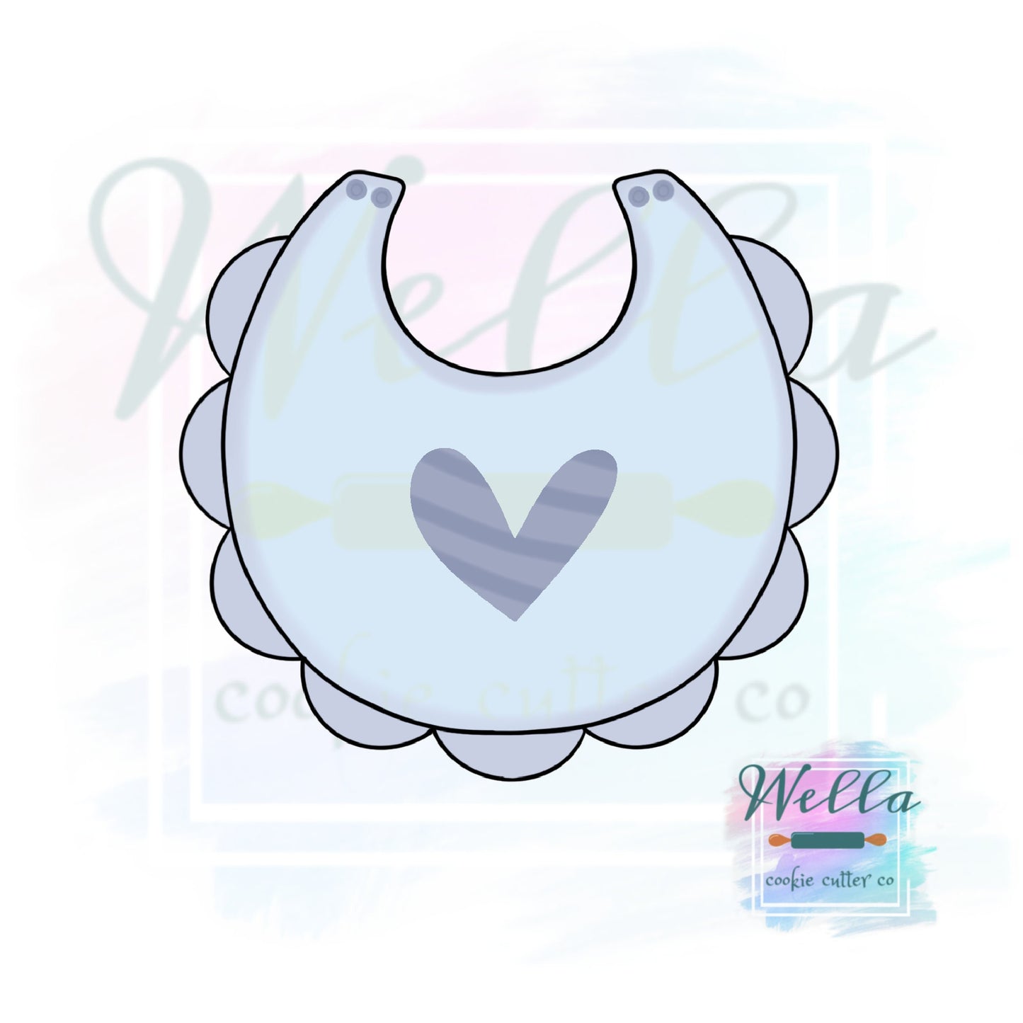 Baby Bib with Scalloped Edges Cookie Cutter, Baby Bib Cookie Cutter
