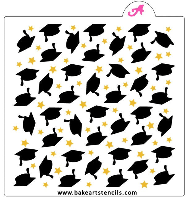 Star Grad Pattern Cookie Stencil Set, Graduation Decorating Stencil