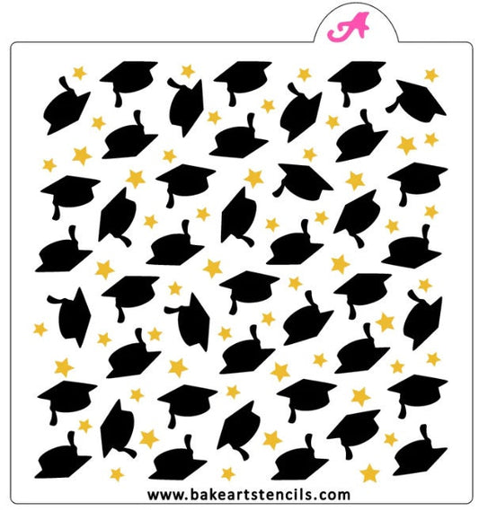 Star Grad Pattern Cookie Stencil Set, Graduation Decorating Stencil