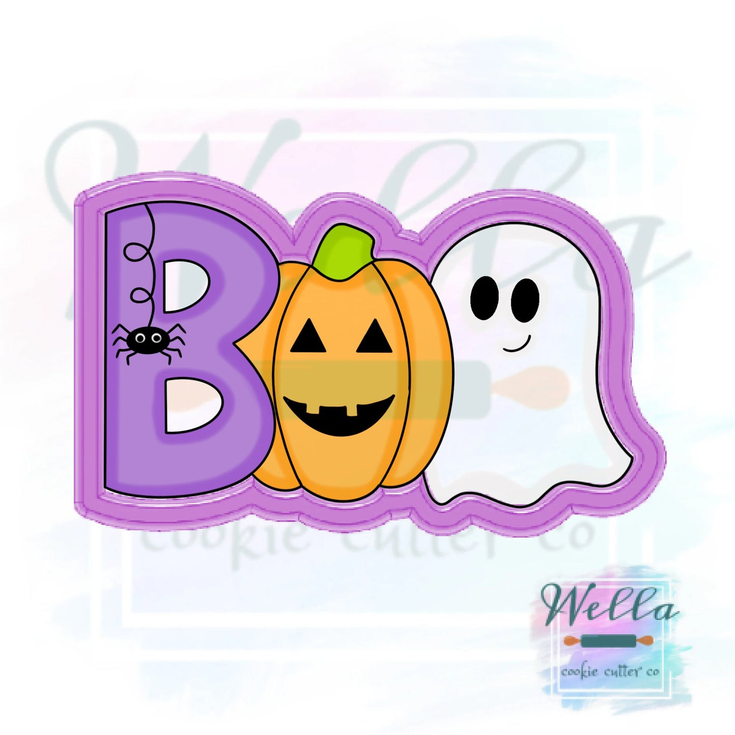 BOO Pumpkin Ghost Halloween Cookie Cutter with Optional Stencil Guide