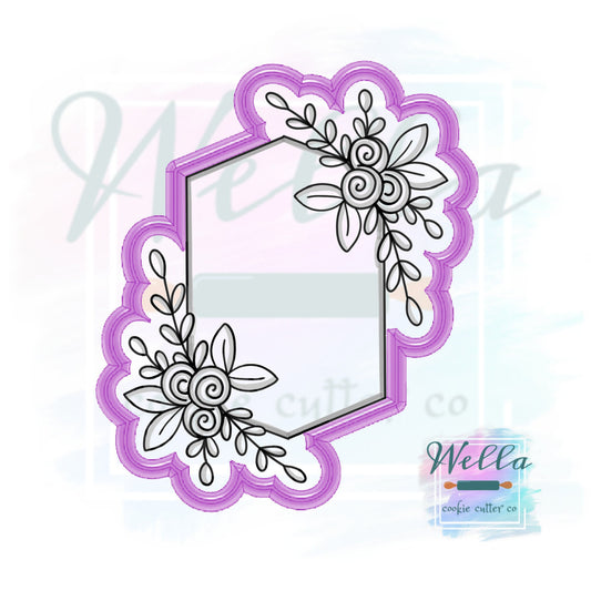 Floral Elongated Hexagon Cookie Cutter