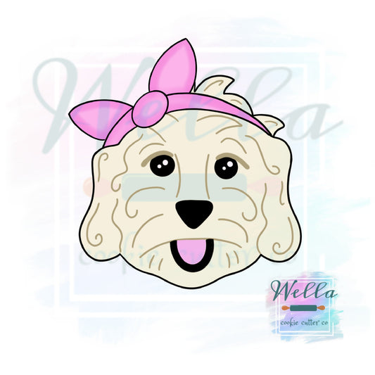 Doodle Girl Dog Cookie Cutter, Dog Doodle with Bandana Cookie Cutter