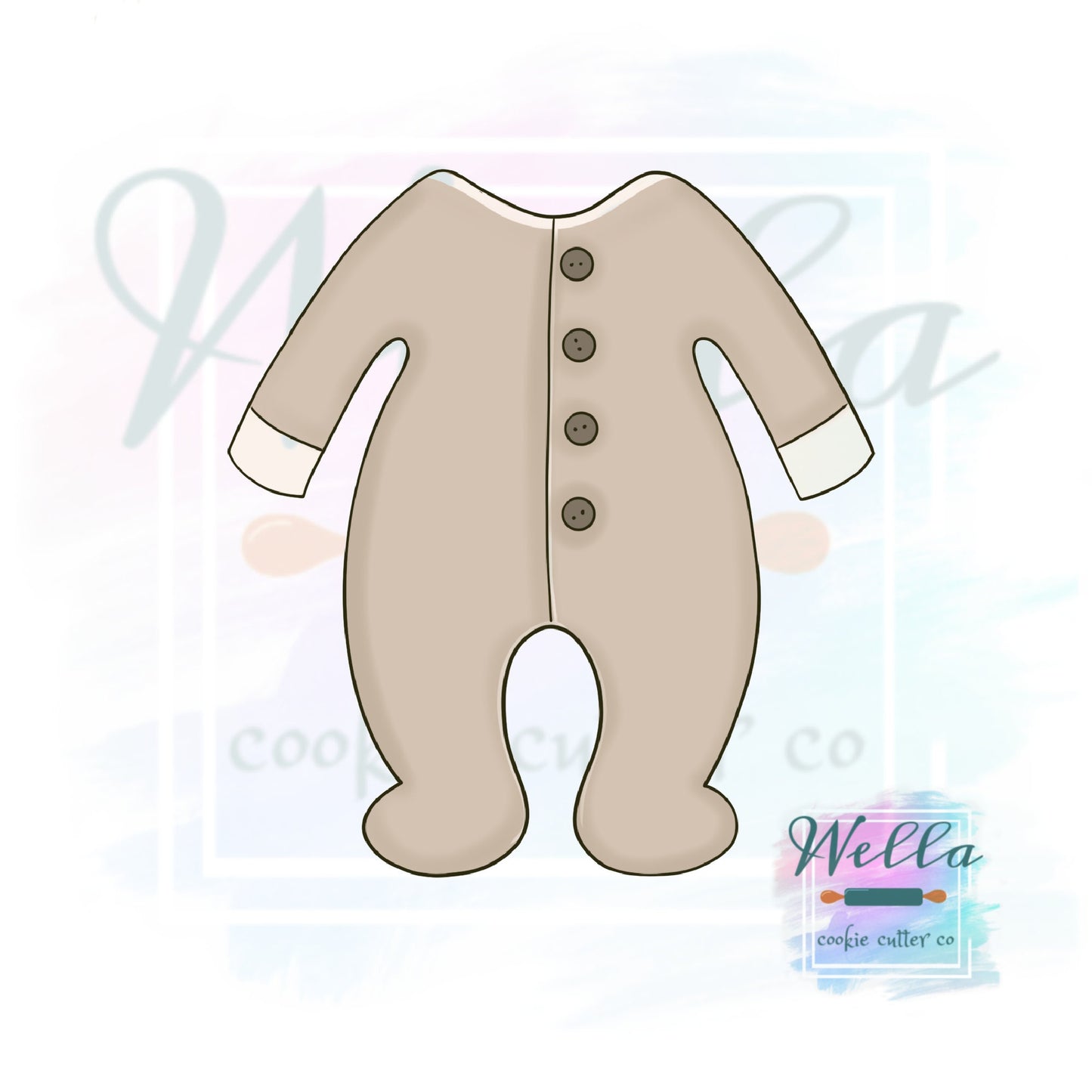 Baby PJ's Cookie Cutter, Baby Footie Jammies Cookie Cutter
