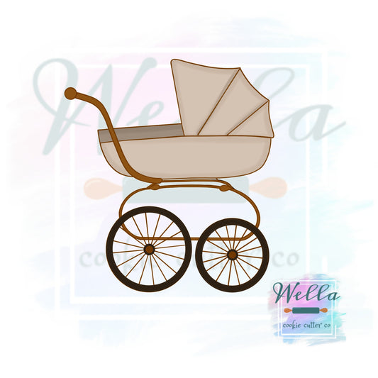 Vintage Baby Carriage Cookie Cutter, Baby Stroller Cookie Cutter