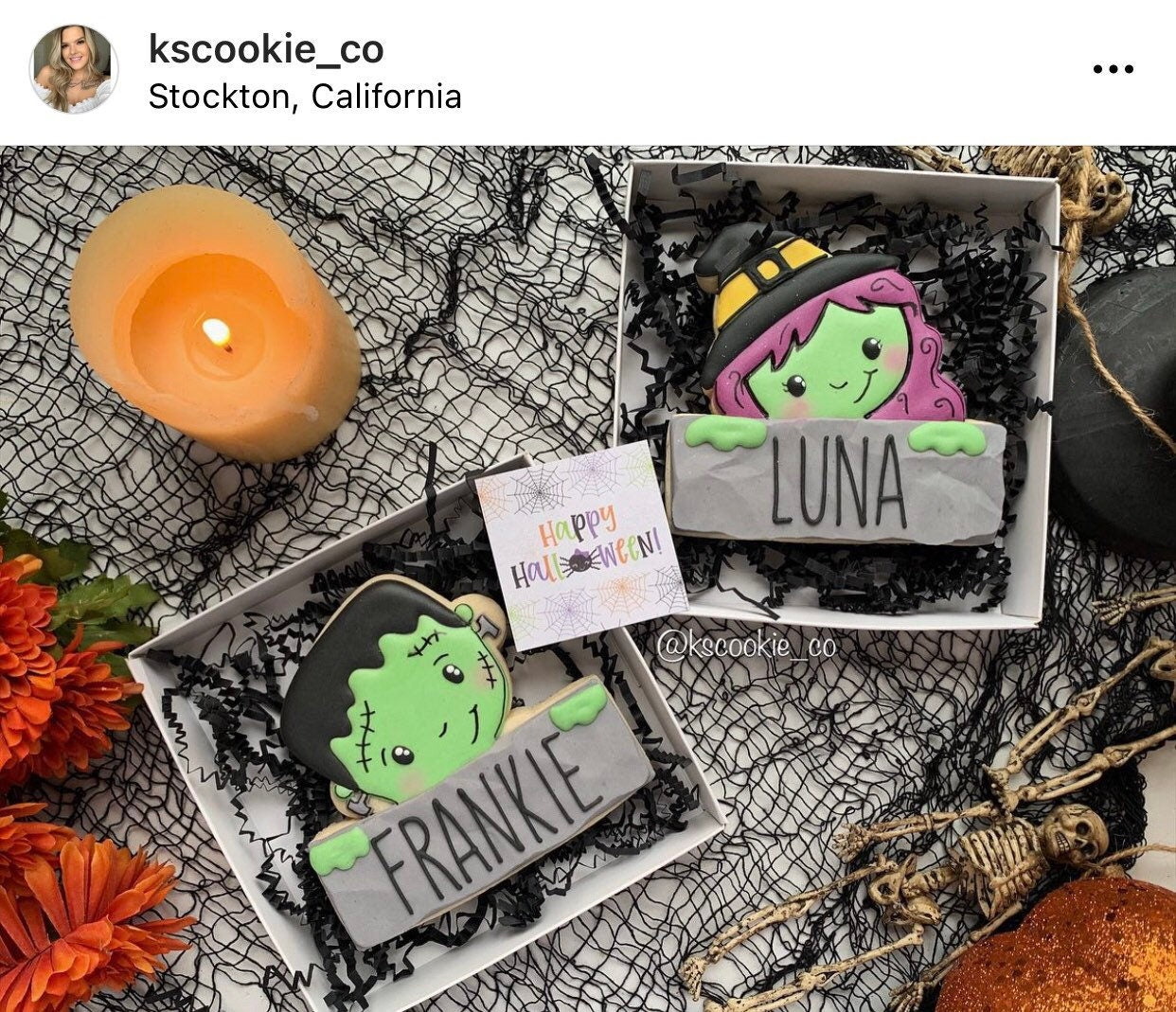 Witch & Frankenstein Name Plaque Cookie Cutters with Optional Stencils