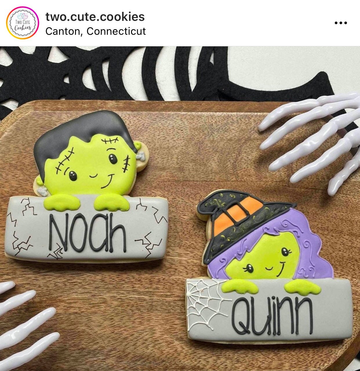 Witch & Frankenstein Name Plaque Cookie Cutters with Optional Stencils