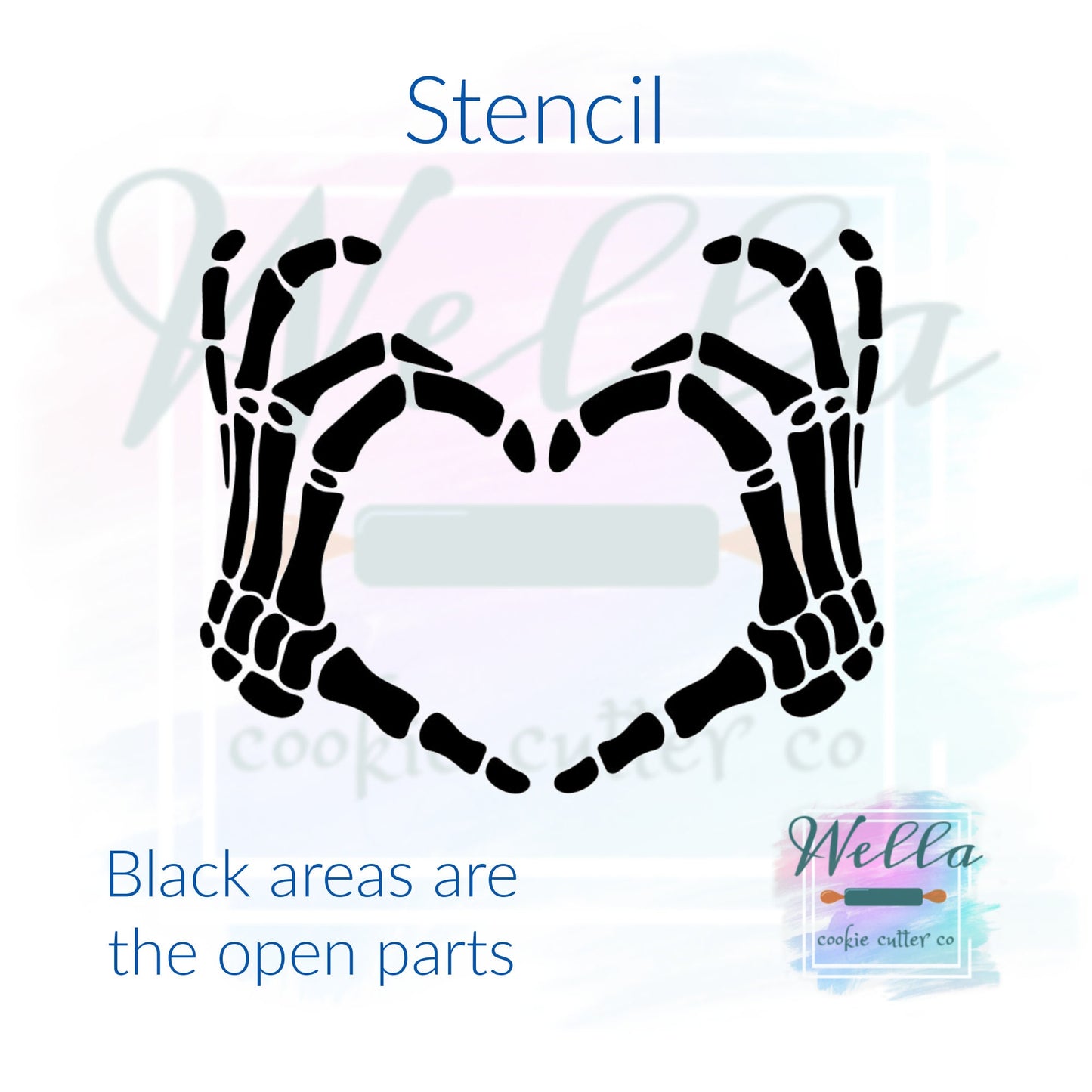 Skeleton Love Cookie Cutter with Optional Stencil, Skeleton Hands Cookie Cutter, Halloween Cutter
