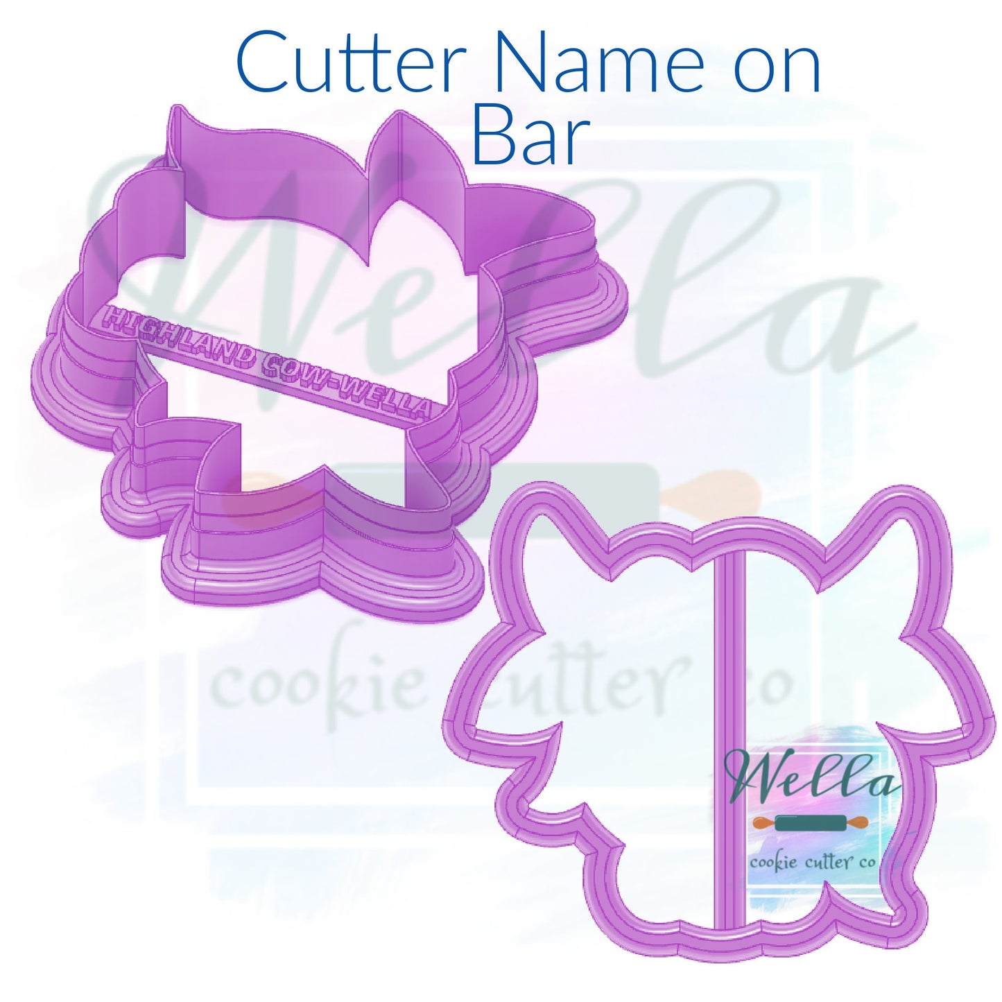 Highland Cow Head Cookie Cutter with Optional Stencil Guide, Cow Cookie Cutter